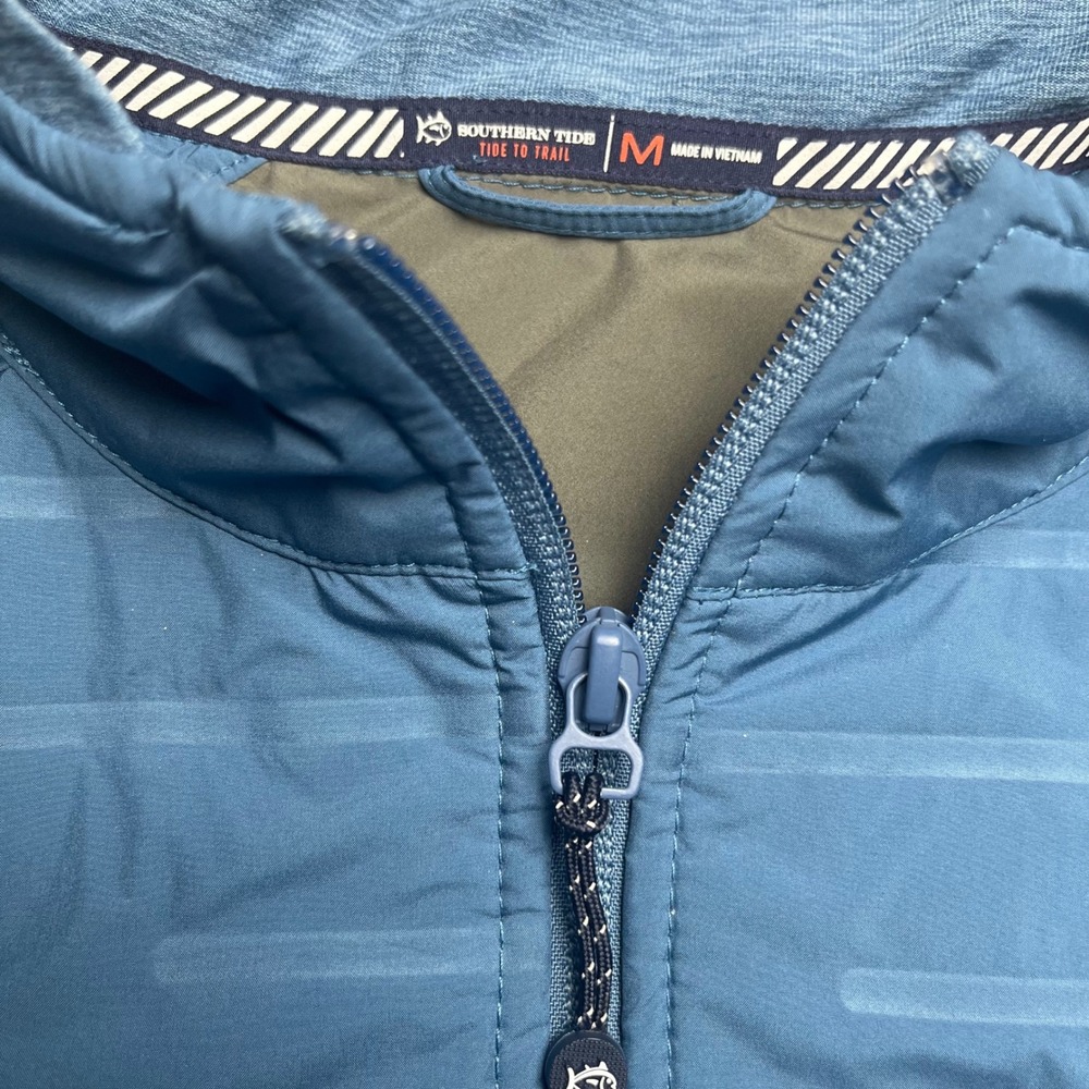 Southern Tide Vest Men Medium Blue Tide to Trail Full Zip Textured Mock Neck - Picture 8 of 10